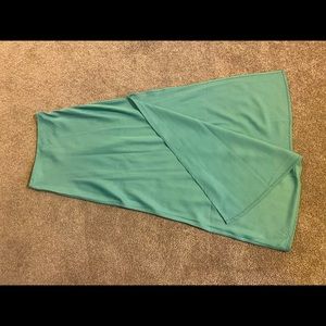 Teal Satin Maxi Skirt (side slit)